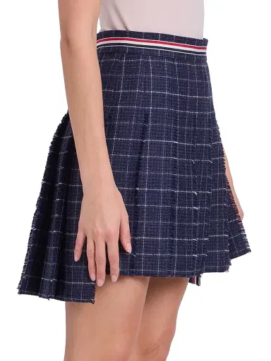 Thom Browne Women's Windowpane Houndstooth Wool Miniskirt - Navy | Thumbnail 4 Thom Browne Women's Windowpane Houndstooth Wool Miniskirt - Navy | Thumbnail 4