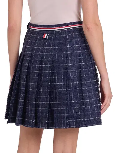 Thom Browne Women's Windowpane Houndstooth Wool Miniskirt - Navy | Thumbnail 5 Thom Browne Women's Windowpane Houndstooth Wool Miniskirt - Navy | Thumbnail 5