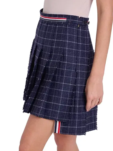 Thom Browne Women's Windowpane Houndstooth Wool Miniskirt - Navy | Thumbnail 6 Thom Browne Women's Windowpane Houndstooth Wool Miniskirt - Navy | Thumbnail 6
