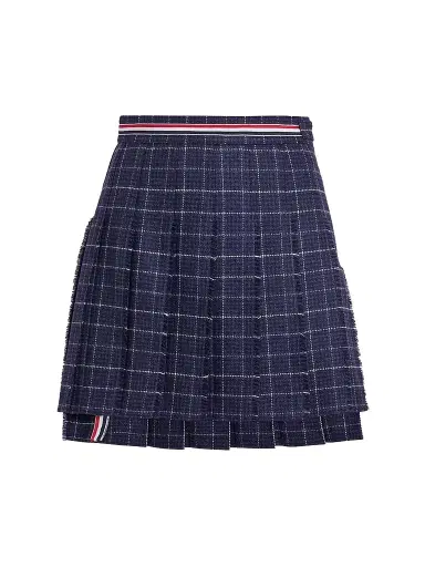 Thom Browne Women's Windowpane Houndstooth Wool Miniskirt - Navy | Thumbnail 1 Thom Browne Women's Windowpane Houndstooth Wool Miniskirt - Navy | Thumbnail 1