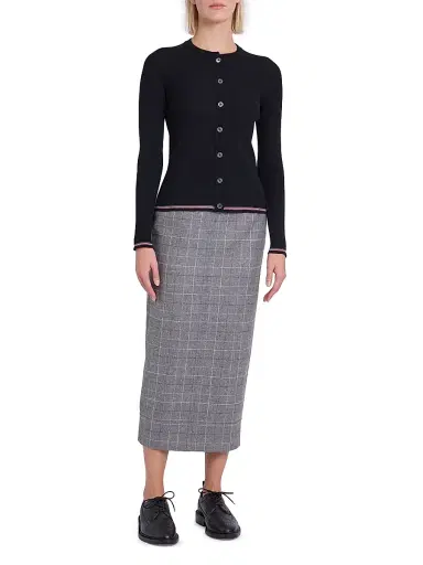 Thom Browne Women's RWB Rib-Stitch Wool Cardigan - Black | Thumbnail 2 Thom Browne Women's RWB Rib-Stitch Wool Cardigan - Black | Thumbnail 2