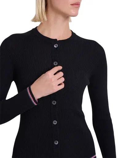 Thom Browne Women's RWB Rib-Stitch Wool Cardigan - Black | Thumbnail 6 Thom Browne Women's RWB Rib-Stitch Wool Cardigan - Black | Thumbnail 6