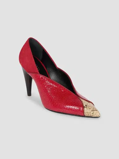 Isabel Marant Women's Luza 90MM Leather-Velvet Pumps - Scarlet Red Sahara | Thumbnail 3 Isabel Marant Women's Luza 90MM Leather-Velvet Pumps - Scarlet Red Sahara | Thumbnail 3