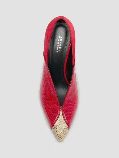 Isabel Marant Women's Luza 90MM Leather-Velvet Pumps - Scarlet Red Sahara | Thumbnail 5 Isabel Marant Women's Luza 90MM Leather-Velvet Pumps - Scarlet Red Sahara | Thumbnail 5