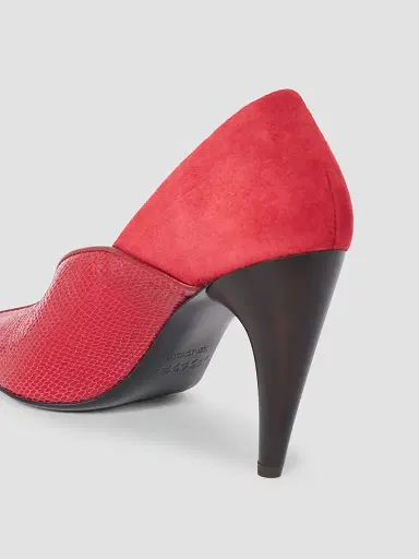 Isabel Marant Women's Luza 90MM Leather-Velvet Pumps - Scarlet Red Sahara | Thumbnail 6 Isabel Marant Women's Luza 90MM Leather-Velvet Pumps - Scarlet Red Sahara | Thumbnail 6