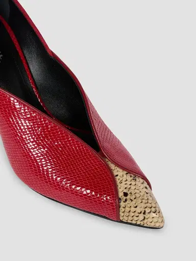 Isabel Marant Women's Luza 90MM Leather-Velvet Pumps - Scarlet Red Sahara | Thumbnail 7 Isabel Marant Women's Luza 90MM Leather-Velvet Pumps - Scarlet Red Sahara | Thumbnail 7