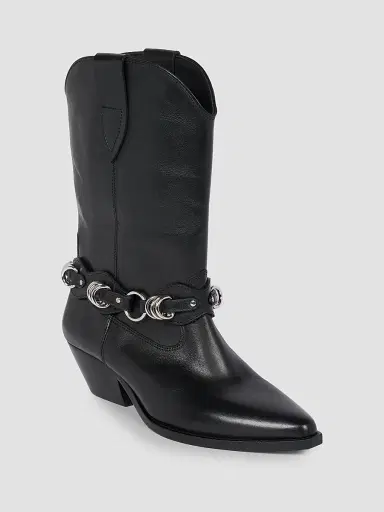 Isabel Marant Women's Duerto 40MM Leather Cowboy Boots - Black | Thumbnail 2 Isabel Marant Women's Duerto 40MM Leather Cowboy Boots - Black | Thumbnail 2