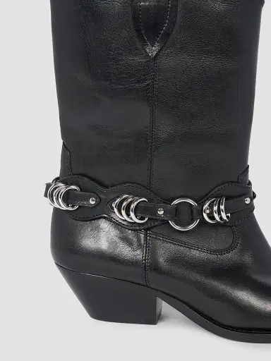 Isabel Marant Women's Duerto 40MM Leather Cowboy Boots - Black | Thumbnail 6 Isabel Marant Women's Duerto 40MM Leather Cowboy Boots - Black | Thumbnail 6