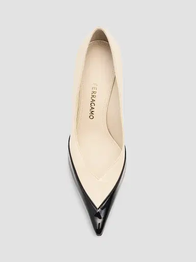 Ferragamo Women's Varina 90MM Two-Tone Patent Leather Pumps - Mascarpone - Size 9.5 | Thumbnail 5 Ferragamo Women's Varina 90MM Two-Tone Patent Leather Pumps - Mascarpone - Size 9.5 | Thumbnail 5