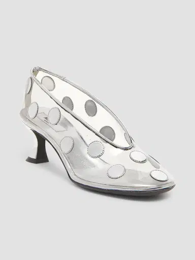 MOSCHINO Women's Duck 55MM Transparent Polka Dot Pumps - Transparent Silver | Thumbnail 2 MOSCHINO Women's Duck 55MM Transparent Polka Dot Pumps - Transparent Silver | Thumbnail 2