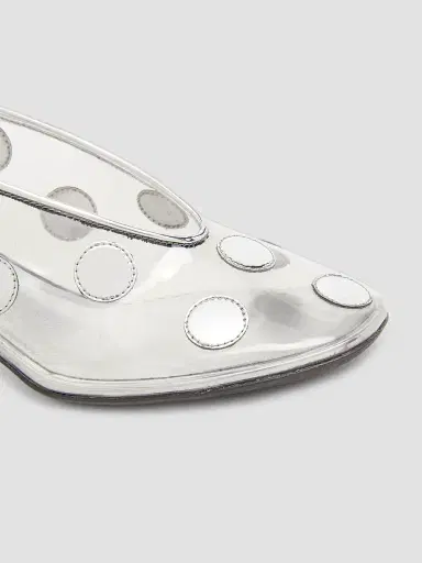MOSCHINO Women's Duck 55MM Transparent Polka Dot Pumps - Transparent Silver | Thumbnail 5 MOSCHINO Women's Duck 55MM Transparent Polka Dot Pumps - Transparent Silver | Thumbnail 5