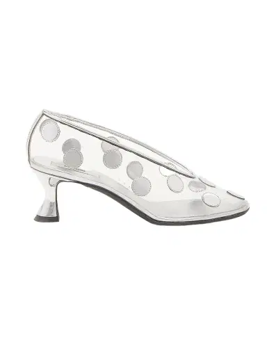 MOSCHINO Women's Duck 55MM Transparent Polka Dot Pumps - Transparent Silver | Thumbnail 1 MOSCHINO Women's Duck 55MM Transparent Polka Dot Pumps - Transparent Silver | Thumbnail 1