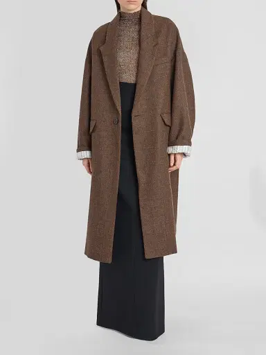 Maison Margiela Women's Cocooning Oversized Windowpane Check Coat - Brown | Thumbnail 2 Maison Margiela Women's Cocooning Oversized Windowpane Check Coat - Brown | Thumbnail 2