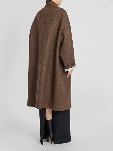 Maison Margiela Women's Cocooning Oversized Windowpane Check Coat - Brown | Thumbnail 3 Maison Margiela Women's Cocooning Oversized Windowpane Check Coat - Brown | Thumbnail 3