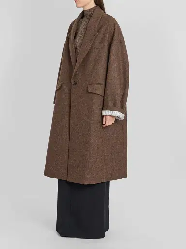Maison Margiela Women's Cocooning Oversized Windowpane Check Coat - Brown | Thumbnail 4 Maison Margiela Women's Cocooning Oversized Windowpane Check Coat - Brown | Thumbnail 4