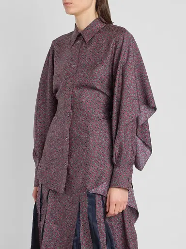 Maison Margiela Women's Micro-Paisley Drawstring Shirt | Thumbnail 4 Maison Margiela Women's Micro-Paisley Drawstring Shirt | Thumbnail 4