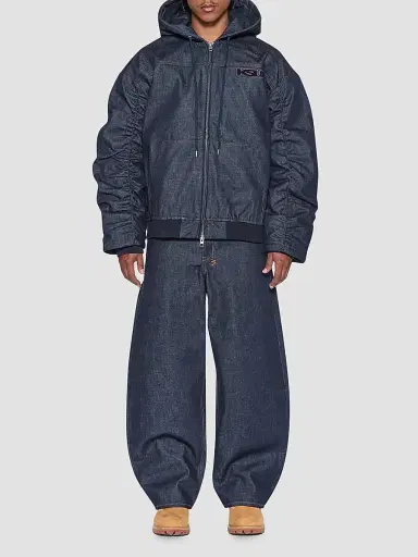 Ksubi Men's Slouch Logo Cotton Oversized Bomber Jacket - Denim | Thumbnail 2 Ksubi Men's Slouch Logo Cotton Oversized Bomber Jacket - Denim | Thumbnail 2