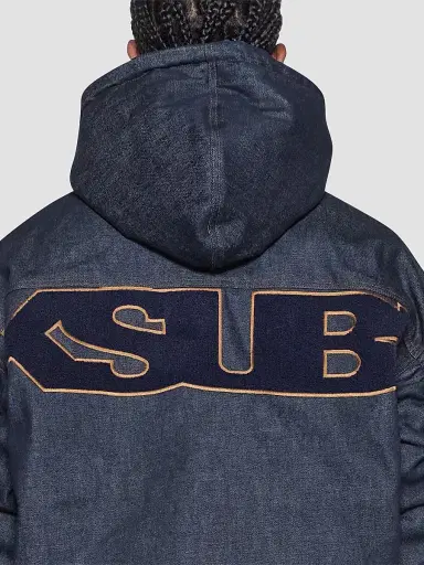 Ksubi Men's Slouch Logo Cotton Oversized Bomber Jacket - Denim | Thumbnail 4 Ksubi Men's Slouch Logo Cotton Oversized Bomber Jacket - Denim | Thumbnail 4