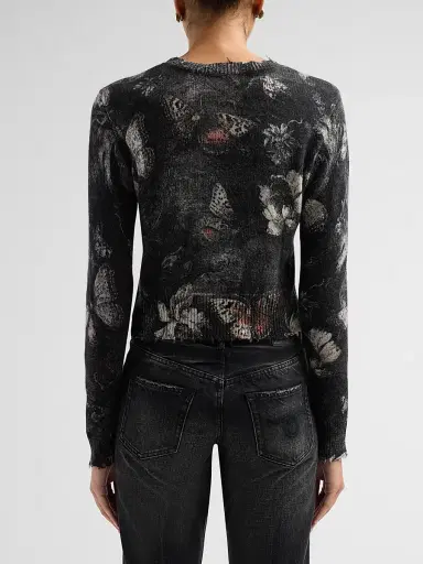 R13 Women's Printed Baby Crewneck Sweater - Red Grey Black Butterfly - Size XS | Thumbnail 3 R13 Women's Printed Baby Crewneck Sweater - Red Grey Black Butterfly - Size XS | Thumbnail 3