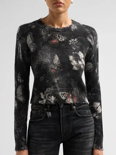 R13 Women's Printed Baby Crewneck Sweater - Red Grey Black Butterfly - Size XS | Thumbnail 5 R13 Women's Printed Baby Crewneck Sweater - Red Grey Black Butterfly - Size XS | Thumbnail 5