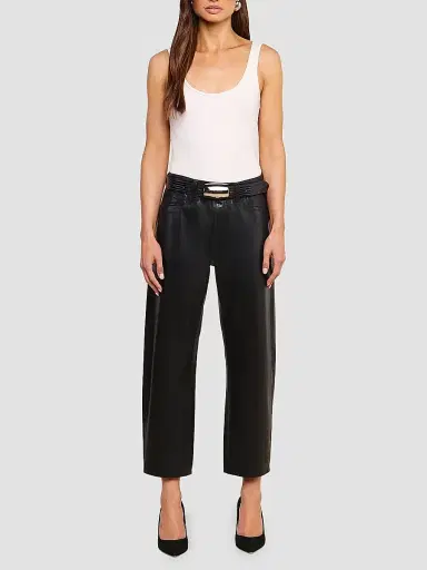 L'Agence Women's Mallis High-Rise Barrel-Leg Jeans - Noir Coated - Size 32 | Thumbnail 2 L'Agence Women's Mallis High-Rise Barrel-Leg Jeans - Noir Coated - Size 32 | Thumbnail 2