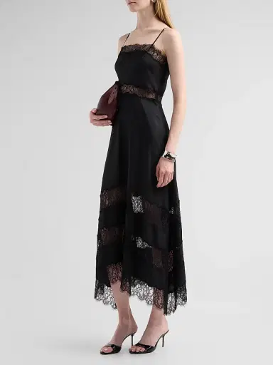 Ulla Johnson Women's Coco Lace-Trimmed Silk Dress | Thumbnail 4 Ulla Johnson Women's Coco Lace-Trimmed Silk Dress | Thumbnail 4