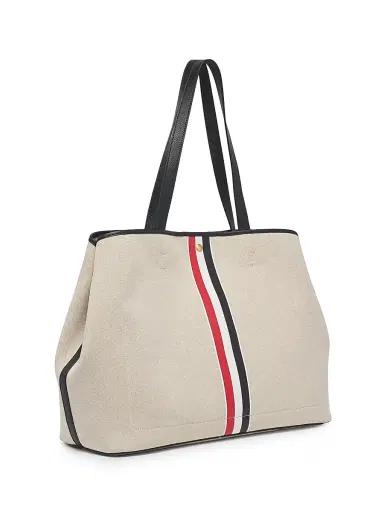 Thom Browne Men's Striped Canvas Horizontal Tote Bag - Black | Thumbnail 3 Thom Browne Men's Striped Canvas Horizontal Tote Bag - Black | Thumbnail 3