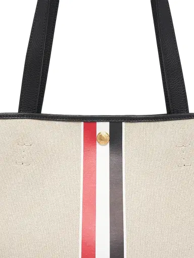 Thom Browne Men's Striped Canvas Horizontal Tote Bag - Black | Thumbnail 4 Thom Browne Men's Striped Canvas Horizontal Tote Bag - Black | Thumbnail 4