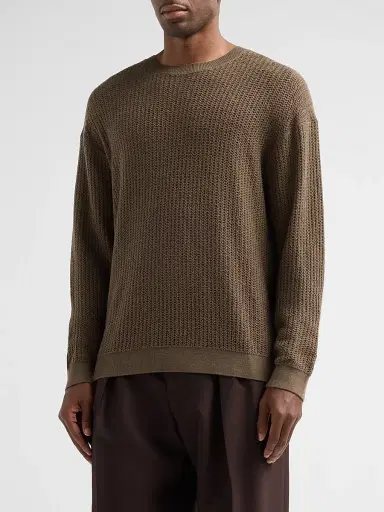 Frame Men's Textured Wool Crewneck Sweater - Soft Taupe - Size XL | Thumbnail 4 Frame Men's Textured Wool Crewneck Sweater - Soft Taupe - Size XL | Thumbnail 4