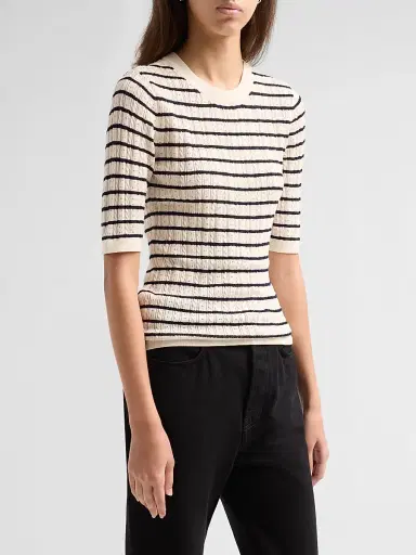 Frame Women's The Stripe Pointelle-Knit Top | Thumbnail 4 Frame Women's The Stripe Pointelle-Knit Top | Thumbnail 4