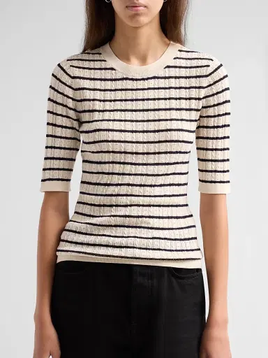 Frame Women's The Stripe Pointelle-Knit Top | Thumbnail 5 Frame Women's The Stripe Pointelle-Knit Top | Thumbnail 5