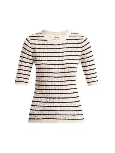 Frame Women's The Stripe Pointelle-Knit Top | Thumbnail 1 Frame Women's The Stripe Pointelle-Knit Top | Thumbnail 1