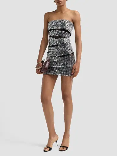 AREA Women's Disco Ball Mini Dress - Black | Thumbnail 4 AREA Women's Disco Ball Mini Dress - Black | Thumbnail 4