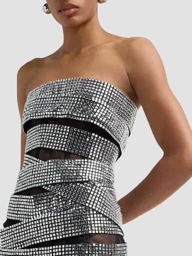 AREA Women's Disco Ball Mini Dress - Black | Thumbnail 5 AREA Women's Disco Ball Mini Dress - Black | Thumbnail 5