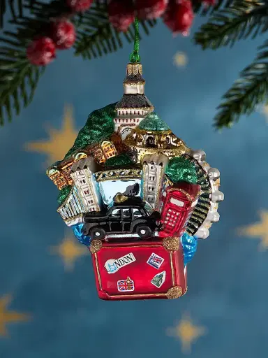 Exclusively Ours English Suitcase Glass Ornament | Thumbnail 1 Exclusively Ours English Suitcase Glass Ornament | Thumbnail 1
