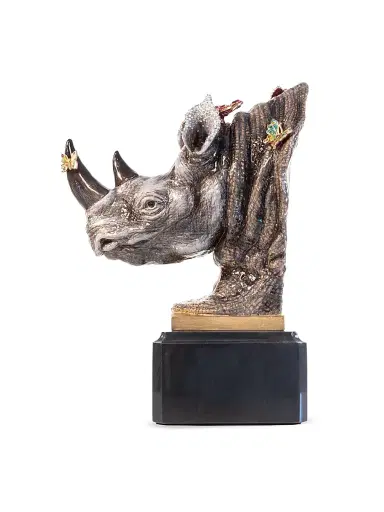 Jay Strongwater Rhino Bust With Butterflies Object - Jungle | Thumbnail 2 Jay Strongwater Rhino Bust With Butterflies Object - Jungle | Thumbnail 2