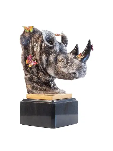 Jay Strongwater Rhino Bust With Butterflies Object - Jungle | Thumbnail 1 Jay Strongwater Rhino Bust With Butterflies Object - Jungle | Thumbnail 1