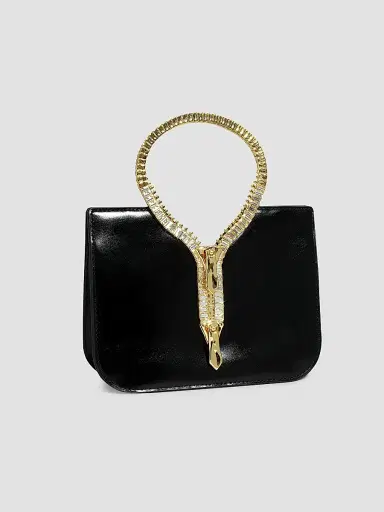 ALEXIS BITTAR Women's 14K-Gold-Plated Zipper & Leather Top Handle Bag - Black | Thumbnail 4 ALEXIS BITTAR Women's 14K-Gold-Plated Zipper & Leather Top Handle Bag - Black | Thumbnail 4