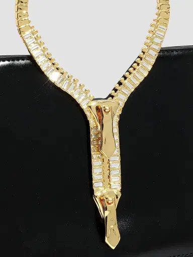 ALEXIS BITTAR Women's 14K-Gold-Plated Zipper & Leather Top Handle Bag - Black | Thumbnail 6 ALEXIS BITTAR Women's 14K-Gold-Plated Zipper & Leather Top Handle Bag - Black | Thumbnail 6