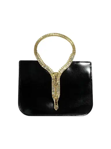 ALEXIS BITTAR Women's 14K-Gold-Plated Zipper & Leather Top Handle Bag - Black | Thumbnail 1 ALEXIS BITTAR Women's 14K-Gold-Plated Zipper & Leather Top Handle Bag - Black | Thumbnail 1