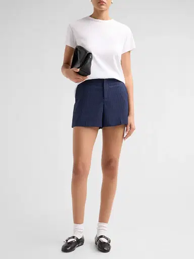 MOSCHINO Women's Pinstriped Wool Trouser Shorts | Thumbnail 2 MOSCHINO Women's Pinstriped Wool Trouser Shorts | Thumbnail 2