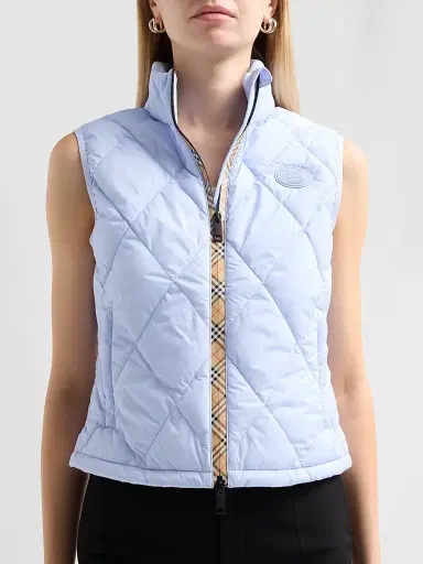 Burberry Women's Cheswick Check-Placket Quilted Vest - Sunbleached Blue | Thumbnail 5 Burberry Women's Cheswick Check-Placket Quilted Vest - Sunbleached Blue | Thumbnail 5