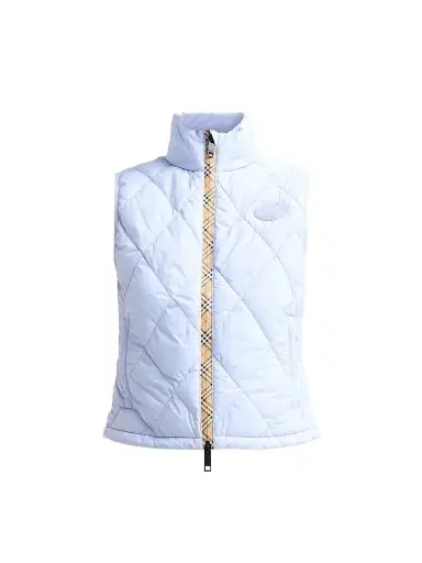 Burberry Women's Cheswick Check-Placket Quilted Vest - Sunbleached Blue | Thumbnail 1 Burberry Women's Cheswick Check-Placket Quilted Vest - Sunbleached Blue | Thumbnail 1