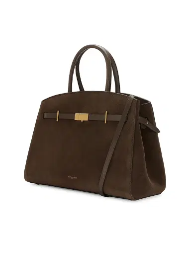 DeMellier Women's Hudson Belted Suede Top Handle Bag - Mocha | Thumbnail 3 DeMellier Women's Hudson Belted Suede Top Handle Bag - Mocha | Thumbnail 3