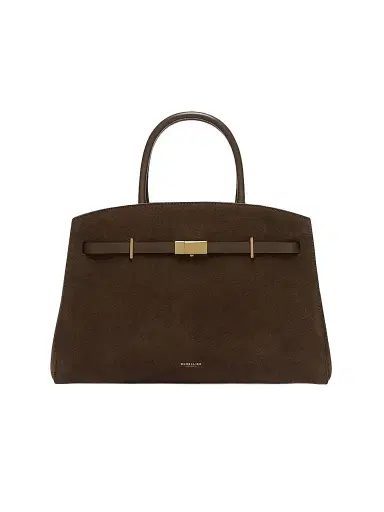 DeMellier Women's Hudson Belted Suede Top Handle Bag - Mocha | Thumbnail 1 DeMellier Women's Hudson Belted Suede Top Handle Bag - Mocha | Thumbnail 1