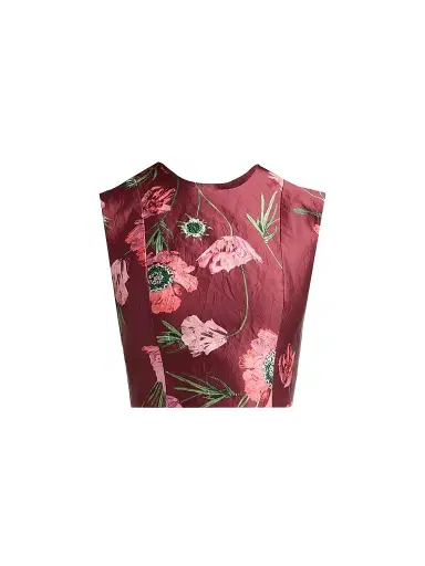Erdem Women's Floral Textured Satin Crop Top - Ruby Red | Thumbnail 1 Erdem Women's Floral Textured Satin Crop Top - Ruby Red | Thumbnail 1