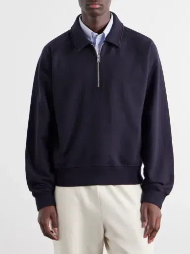 OFFICINE GÉNÉRALE Payo Organic Cotton-Blend Half-Zip Polo Sweater - Men | Thumbnail 3 OFFICINE GÉNÉRALE Payo Organic Cotton-Blend Half-Zip Polo Sweater - Men | Thumbnail 3