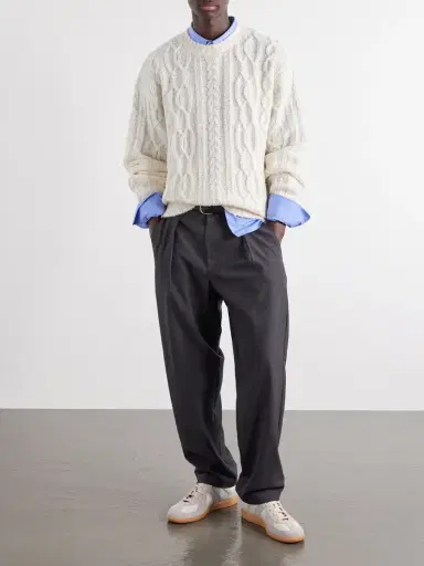 OFFICINE GÉNÉRALE Remy Cable-Knit Wool-Blend Bouclé Sweater - Men | Thumbnail 2 OFFICINE GÉNÉRALE Remy Cable-Knit Wool-Blend Bouclé Sweater - Men | Thumbnail 2
