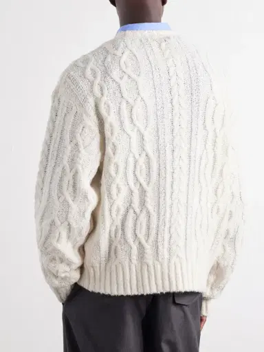 OFFICINE GÉNÉRALE Remy Cable-Knit Wool-Blend Bouclé Sweater - Men | Thumbnail 4 OFFICINE GÉNÉRALE Remy Cable-Knit Wool-Blend Bouclé Sweater - Men | Thumbnail 4
