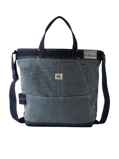 RRL Striped Denim-Trimmed Cotton-Twill Tote Bag - Men | Thumbnail 1 RRL Striped Denim-Trimmed Cotton-Twill Tote Bag - Men | Thumbnail 1